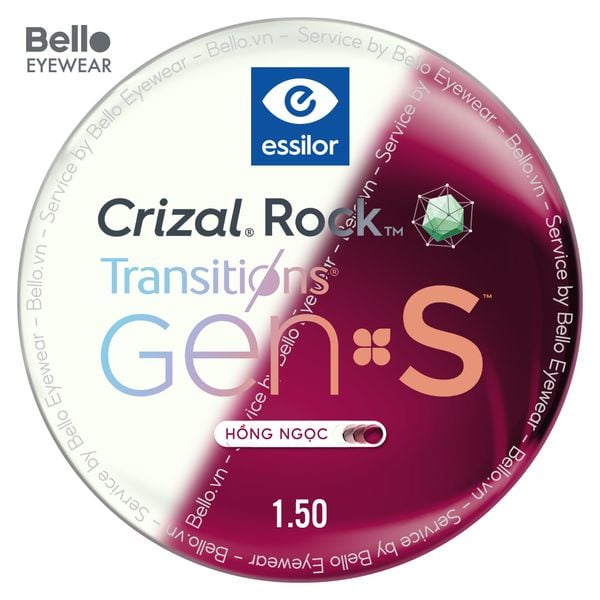  Tròng Kính Đổi Màu Essilor Transitions Gen S Hồng Ngọc Ruby 