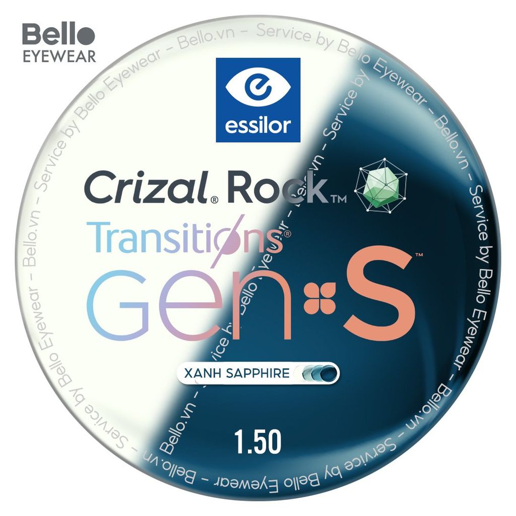 Tròng Kính Đổi Màu Essilor Transitions Gen S Xanh Biển Sapphire – Bello