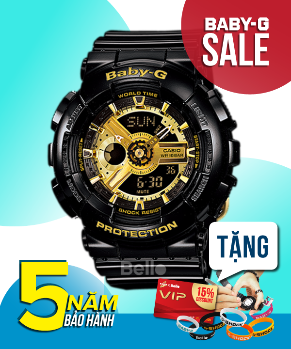  [Pin Miễn Phí Trọn Đời] BA-110-1A - Đồng hồ Casio Baby-G - Tem Vàng Chống Giả 