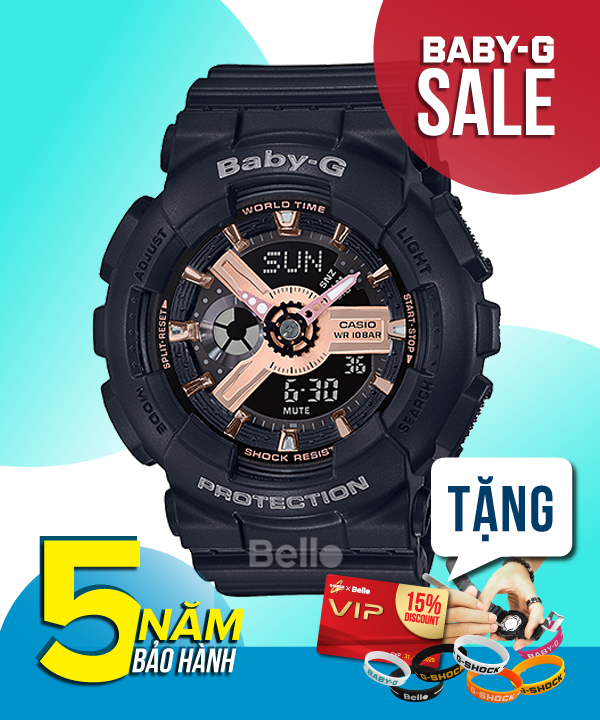  [Pin Miễn Phí Trọn Đời] BA-110RG-1A - Đồng hồ Casio Baby-G - Tem Vàng Chống Giả 