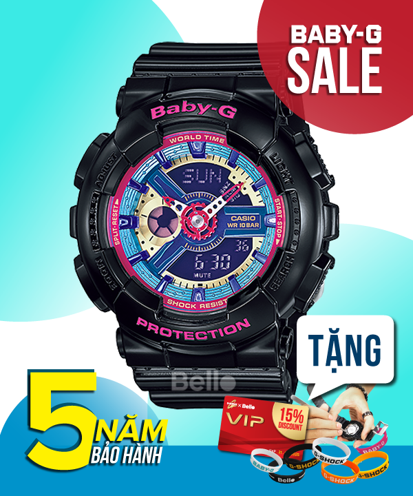  [Pin Miễn Phí Trọn Đời] BA-112-1A - Đồng hồ Casio Baby-G - Tem Vàng Chống Giả 