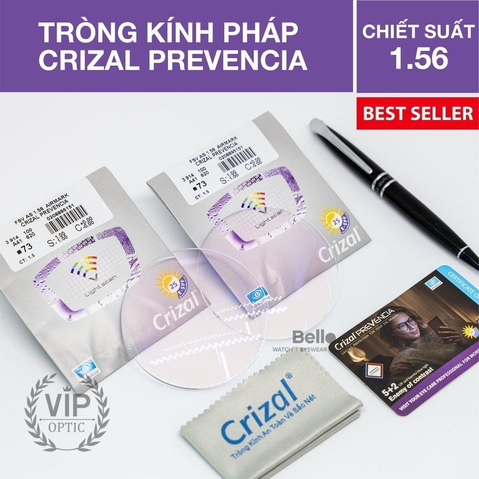  Tròng Kính Chống Ánh Sáng Xanh Essilor Crizal Prevencia 