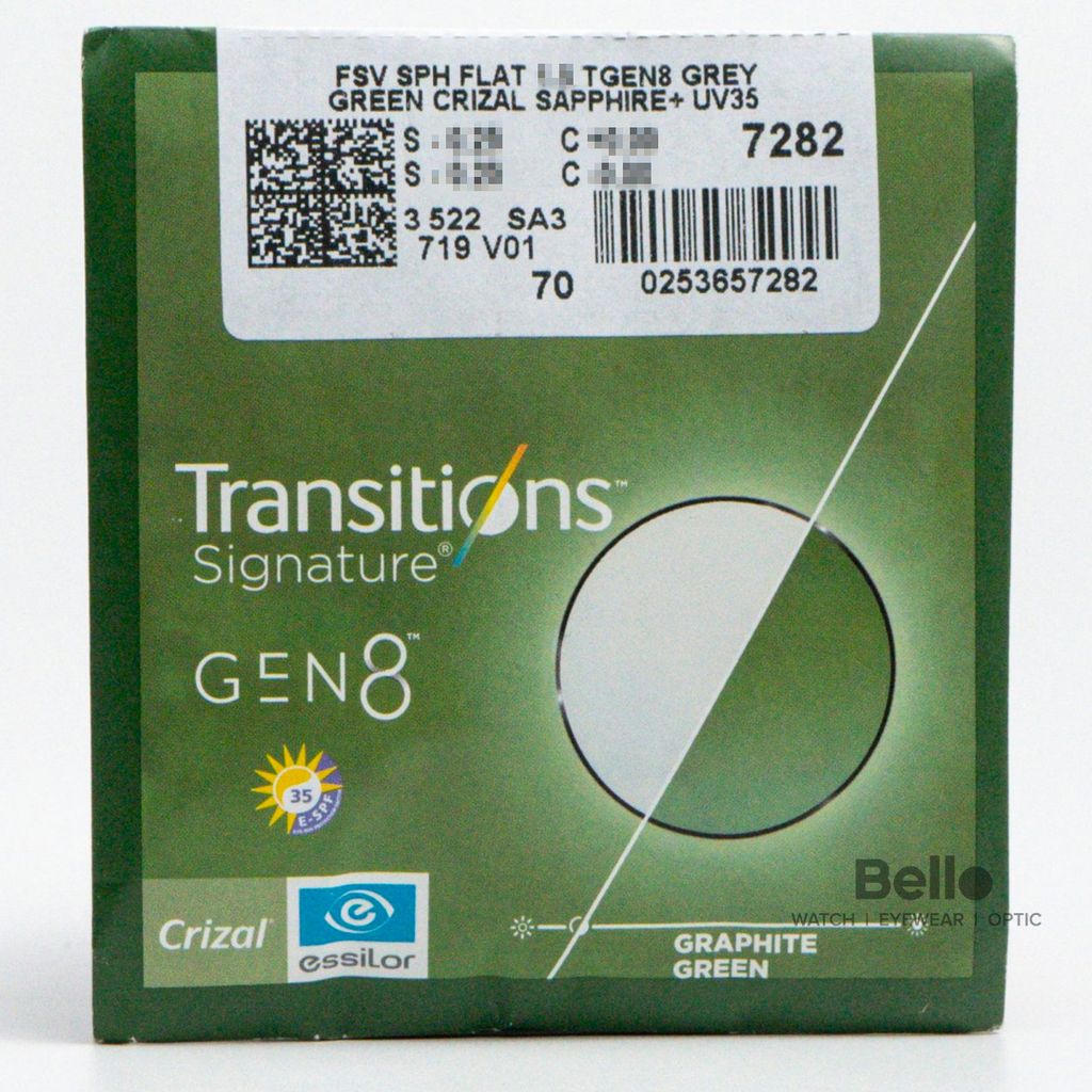  Tròng Kính Đổi Màu Essilor Transitions Gen 8 Xanh Lá Graphite Green 