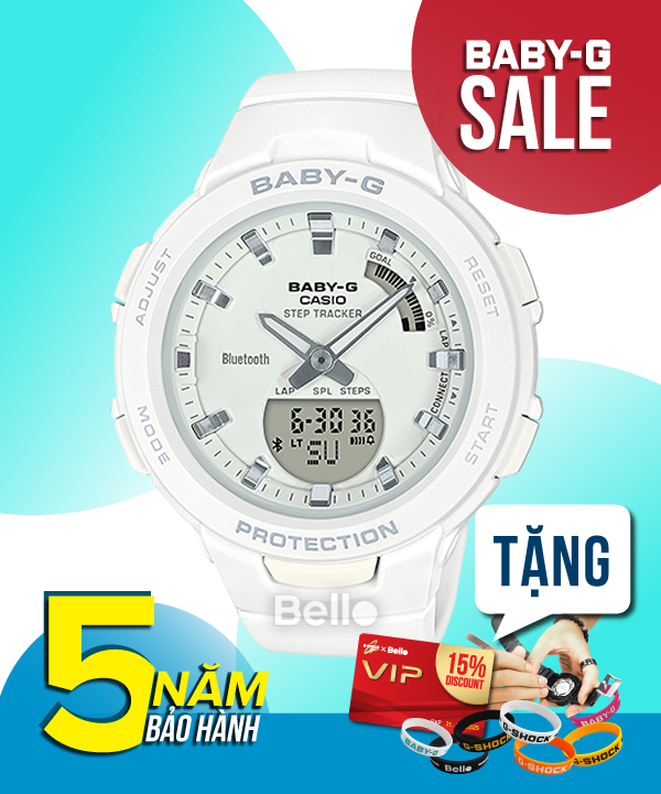  [Pin Miễn Phí Trọn Đời] BSA-B100-7A - Đồng hồ Casio Baby-G - Tem Vàng Chống Giả 