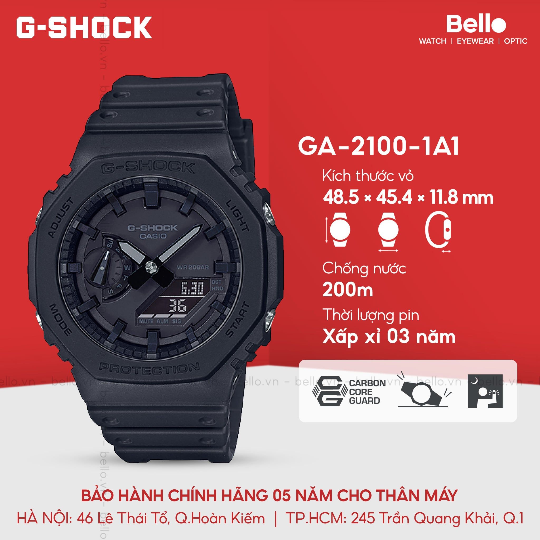 Casio G-Shock GA-2100-1A1 Uy tín từ 2009, Tem vàng chống giả