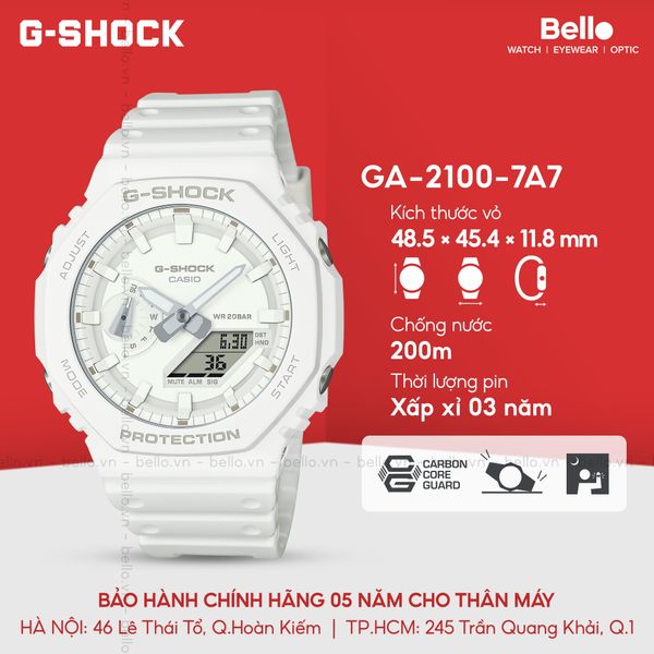  Casio G-Shock GA-2100-7A7 - Uy tín từ 2009, Tem vàng chống giả, Bảo hành 5 năm, Pin miễn phí trọn đời 