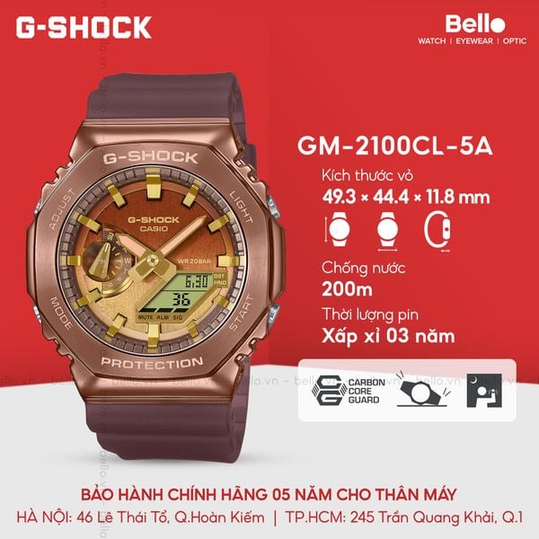  Casio G-Shock GM-2100CL-5A - Uy tín từ 2009, Tem vàng chống giả, Bảo hành 5 năm, Pin miễn phí trọn đời 