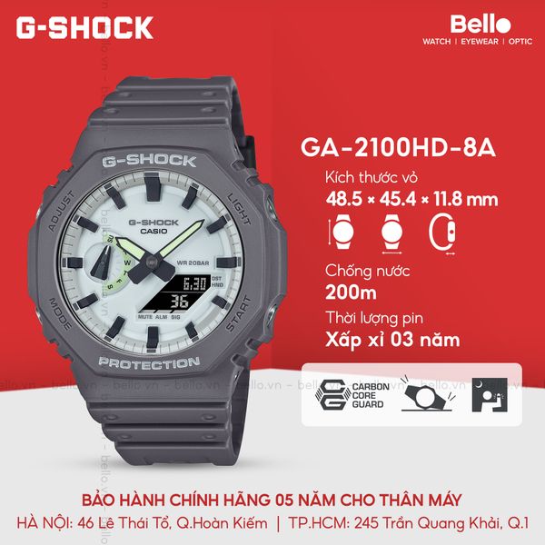  Casio G-Shock GA-2100HD-8ADR - Uy tín từ 2009, Tem vàng chống giả, Bảo hành 5 năm, Pin miễn phí trọn đời 