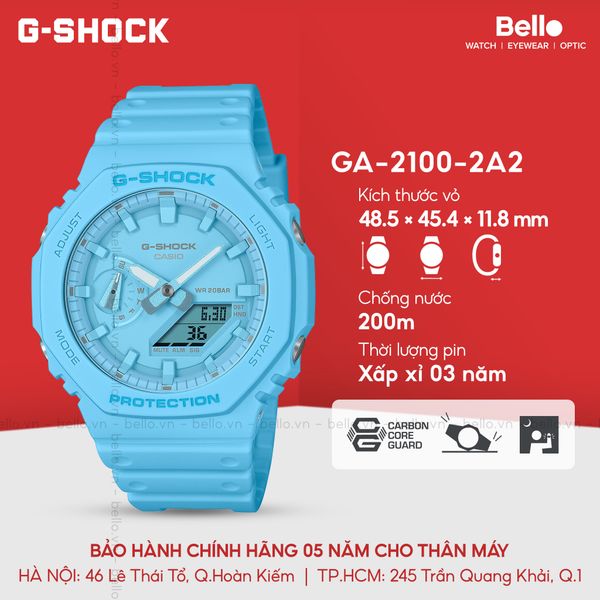  Casio G-Shock GA-2100-2A2 - Uy tín từ 2009, Tem vàng chống giả, Bảo hành 5 năm, Pin miễn phí trọn đời 