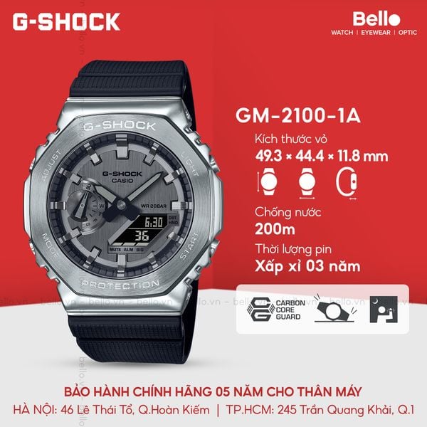  Casio G-Shock GM-2100-1A - Uy tín từ 2009, Tem vàng chống giả, Bảo hành 5 năm, Pin miễn phí trọn đời 