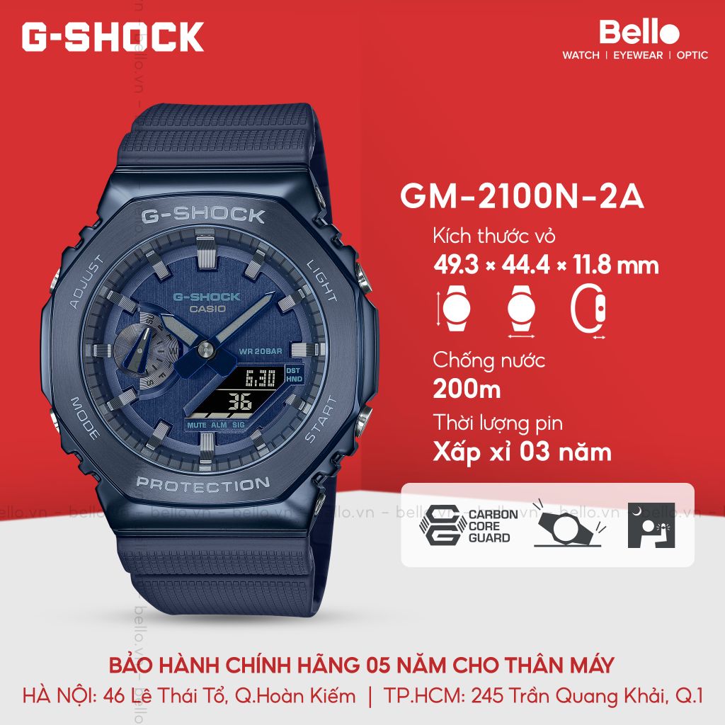  Casio G-Shock GM-2100N-2A - Uy tín từ 2009, Tem vàng chống giả, Bảo hành 5 năm, Pin miễn phí trọn đời 