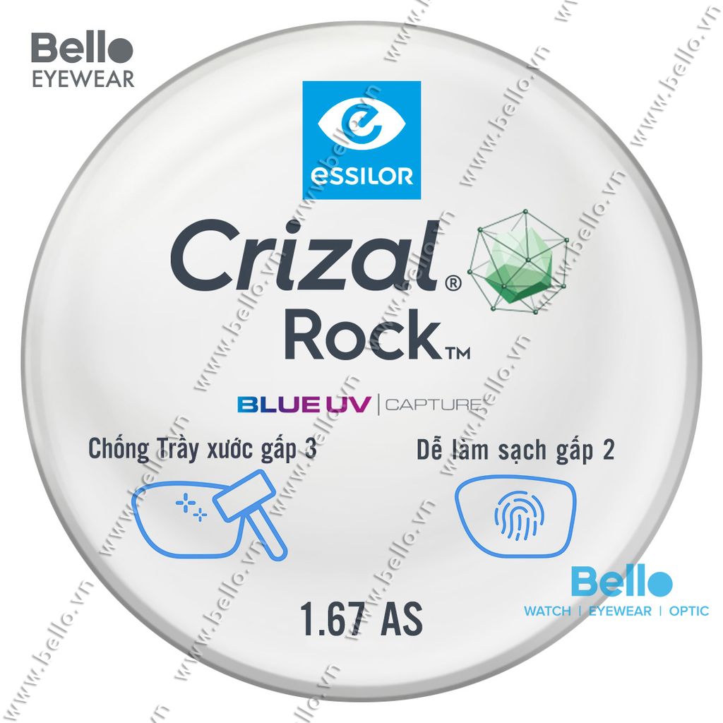  Tròng Kính Chống Ánh Sáng Xanh Essilor Crizal Rock BlueUV Capture 