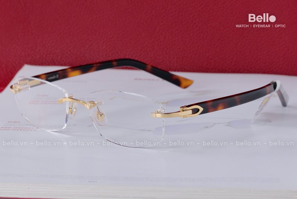  Cartier CT0048O 004 - Signature C de Cartier - Kính Gọng Khoan Mạ Vàng 