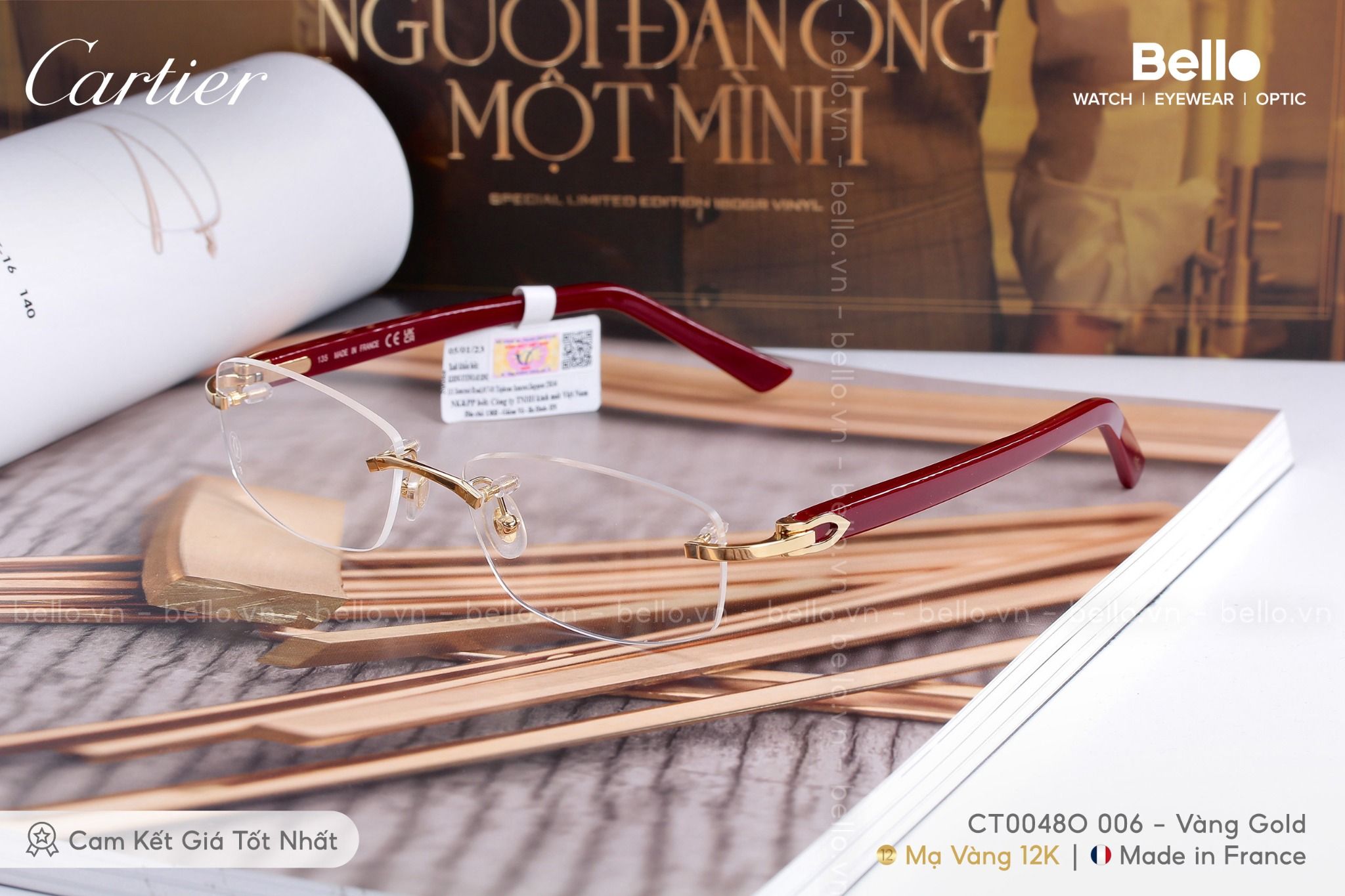  Gọng Kính Cartier CT0048O 006 - Tặng kèm tròng kính Essilor Pháp, Liên hệ giá tốt Mrs.Hà 0948.74.5959 