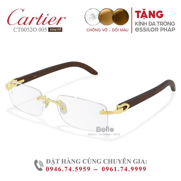  Gọng Kính Cartier CT0052O 005 - Tặng kèm tròng kính Essilor Pháp, Liên hệ giá tốt Mrs.Hà 0948.74.5959 
