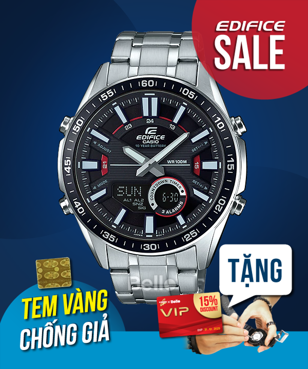  [Pin Miễn Phí Trọn Đời] EFV-C100D-1A - Đồng hồ Casio Edifice - Tem vàng chống giả 