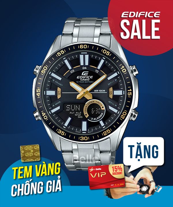  [Pin Miễn Phí Trọn Đời] EFV-C100D-1B - Đồng hồ Casio Edifice - Tem vàng chống giả 