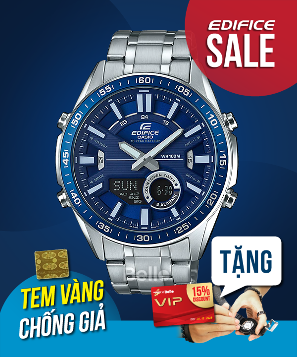  [Pin Miễn Phí Trọn Đời] EFV-C100D-2A - Đồng hồ Casio Edifice - Tem vàng chống giả 