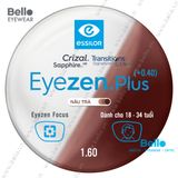  Tròng Kính Chống Mỏi Đổi Màu Essilor Eyezen Plus Gen 8 Nâu Trà cho người 18 đến 34 tuổi 