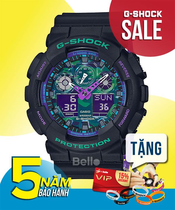  [Pin Miễn Phí Trọn Đời] GA-100BL-1A - Đồng hồ G-Shock Nam - Tem Vàng Chống Giả 