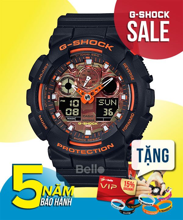  [Pin Miễn Phí Trọn Đời] GA-100BR-1A - Đồng hồ G-Shock Nam - Tem Vàng Chống Giả 