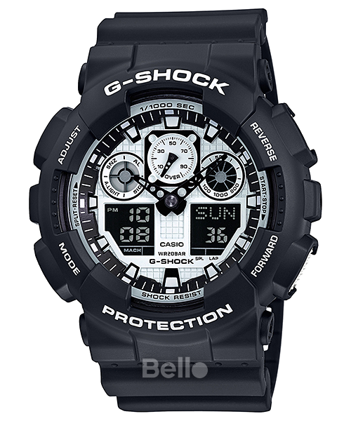  [Pin Miễn Phí Trọn Đời] GA-100BW-1A - Đồng hồ G-Shock Nam - Tem Vàng Chống Giả 