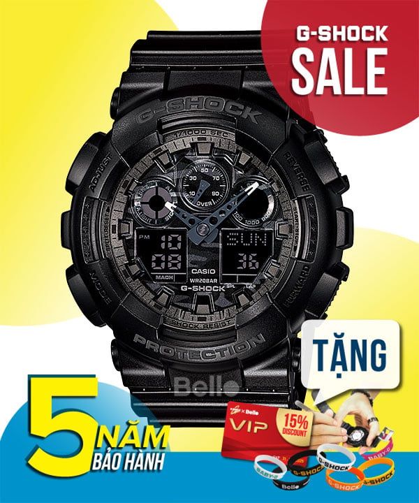  [Pin Miễn Phí Trọn Đời] GA-100CF-1A - Đồng hồ G-Shock Nam - Tem Vàng Chống Giả 