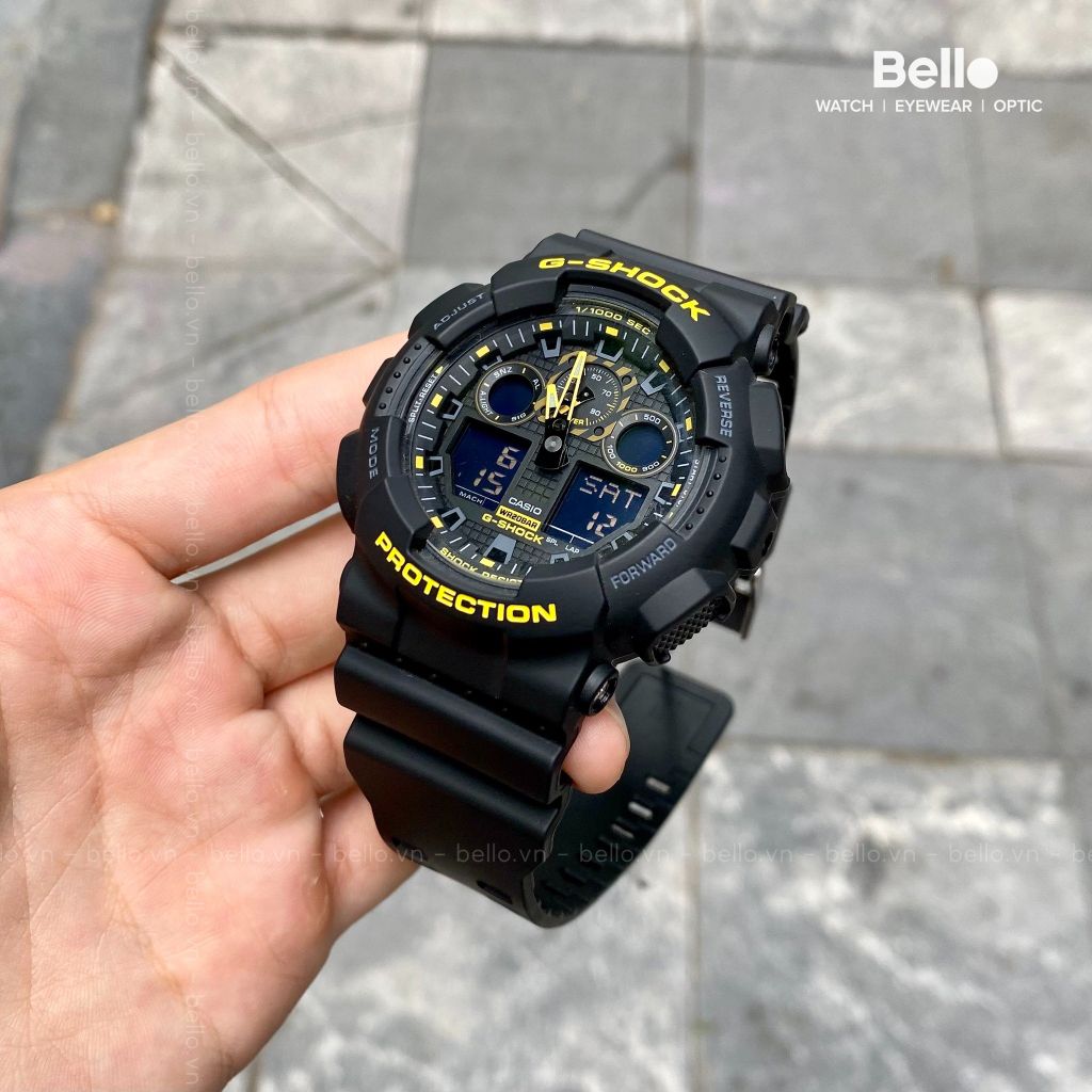  [Pin Miễn Phí Trọn Đời] GA-100CY-1ADR - Đồng hồ G-Shock Nam - Tem Vàng Chống Giả 