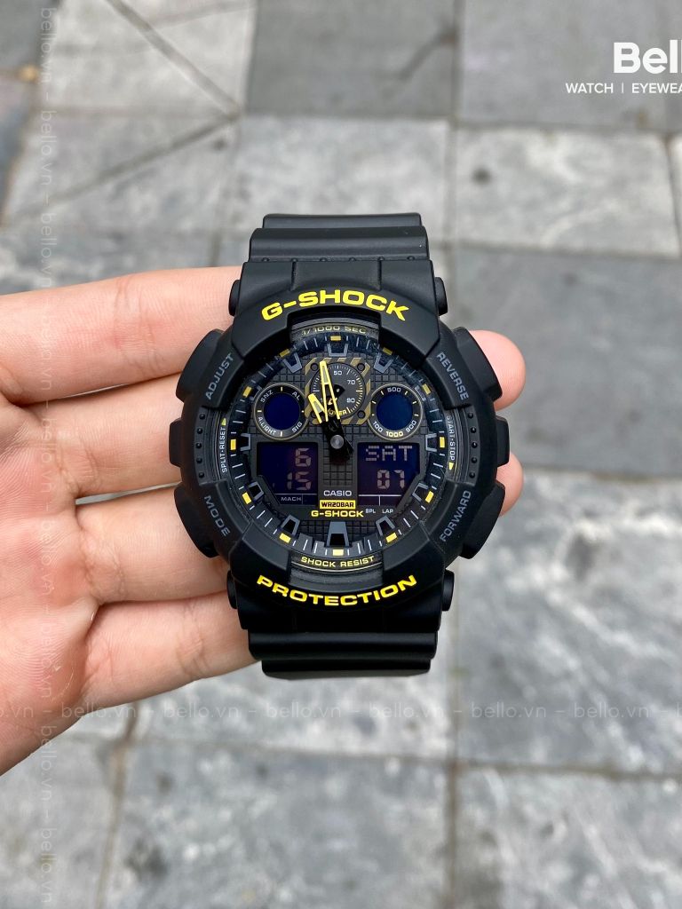  [Pin Miễn Phí Trọn Đời] GA-100CY-1ADR - Đồng hồ G-Shock Nam - Tem Vàng Chống Giả 