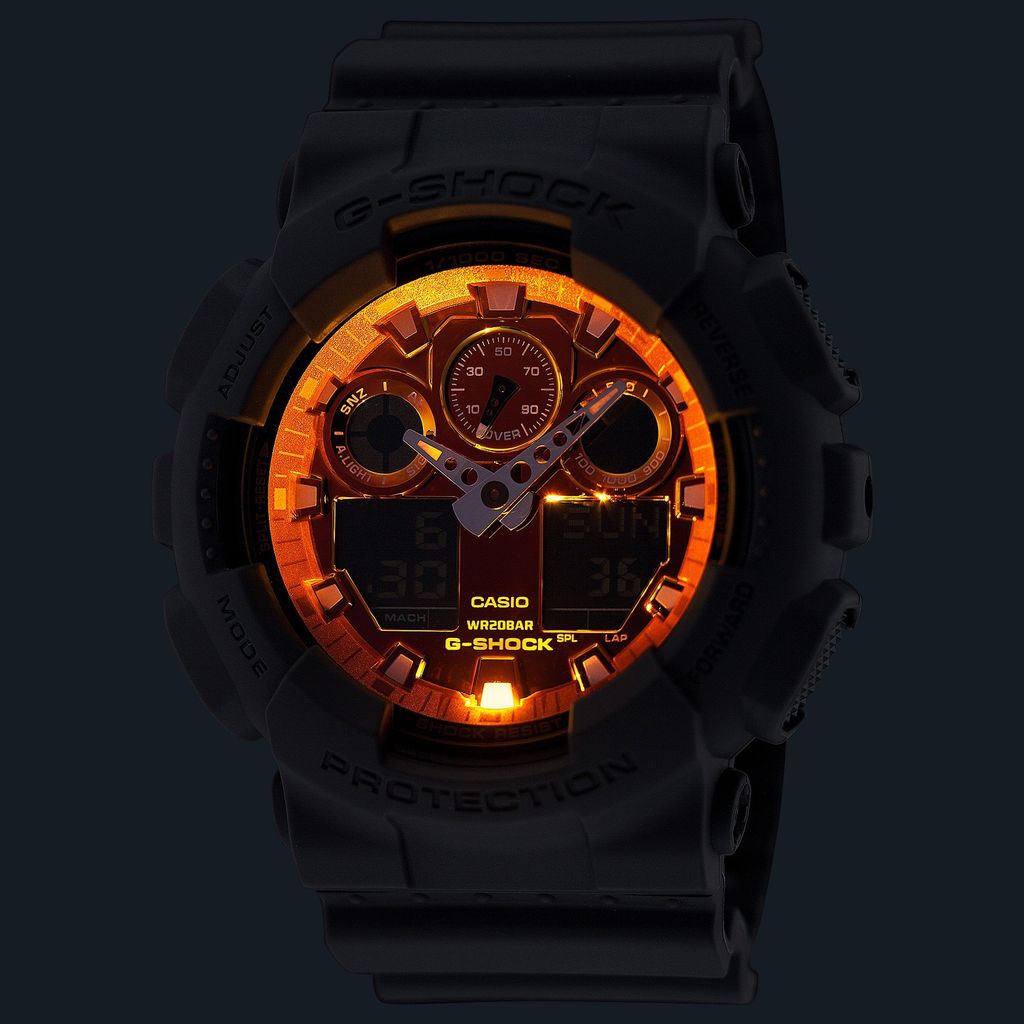  Casio G-Shock GA-100FL-8A - Uy tín từ 2009, Tem vàng chống giả, Bảo hành 5 năm, Pin miễn phí trọn đời 