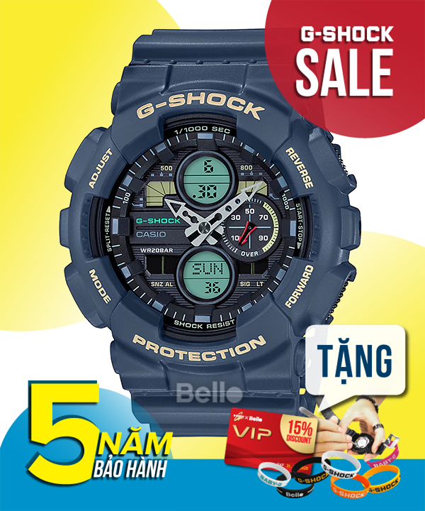  [Pin Miễn Phí Trọn Đời] GA-140-2A - Đồng hồ G-Shock Nam - Tem Vàng Chống Giả 