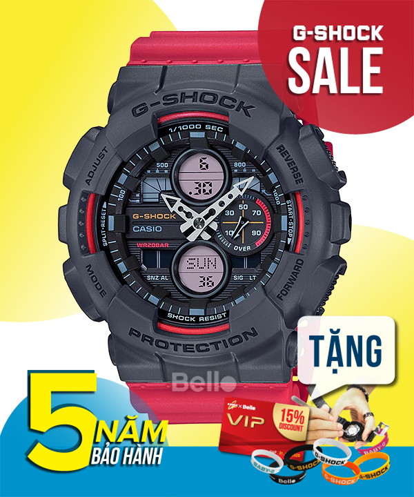  [Pin Miễn Phí Trọn Đời] GA-140-4A - Đồng hồ G-Shock Nam - Tem Vàng Chống Giả 