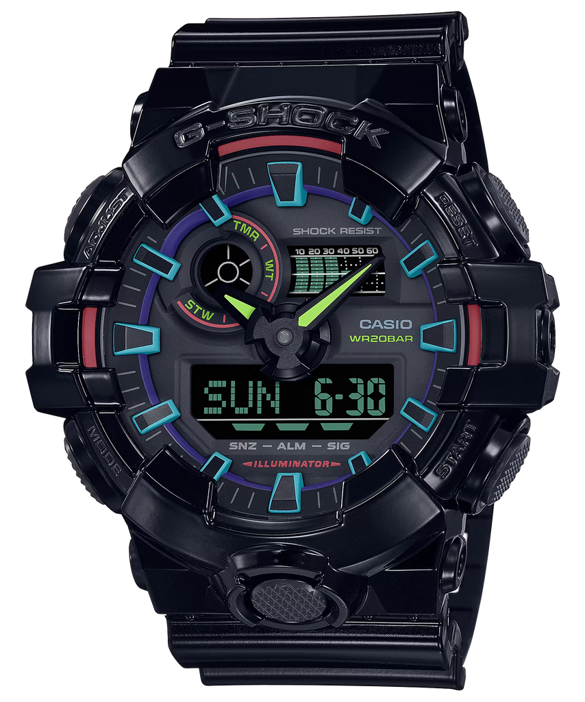  Casio G-Shock GA-700RGB-1ADR - Uy tín từ 2009, Tem vàng chống giả, Bảo hành 5 năm, Pin miễn phí trọn đời 