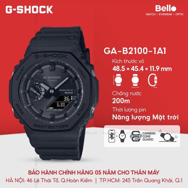  Casio G-Shock GA-B2100-1A1DR - Uy tín từ 2009, Tem vàng chống giả, Bảo hành 5 năm, Pin miễn phí trọn đời 