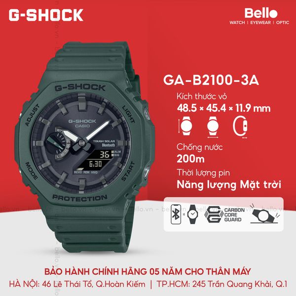  Casio G-Shock GA-B2100-3ADR - Uy tín từ 2009, Tem vàng chống giả, Bảo hành 5 năm, Pin miễn phí trọn đời 