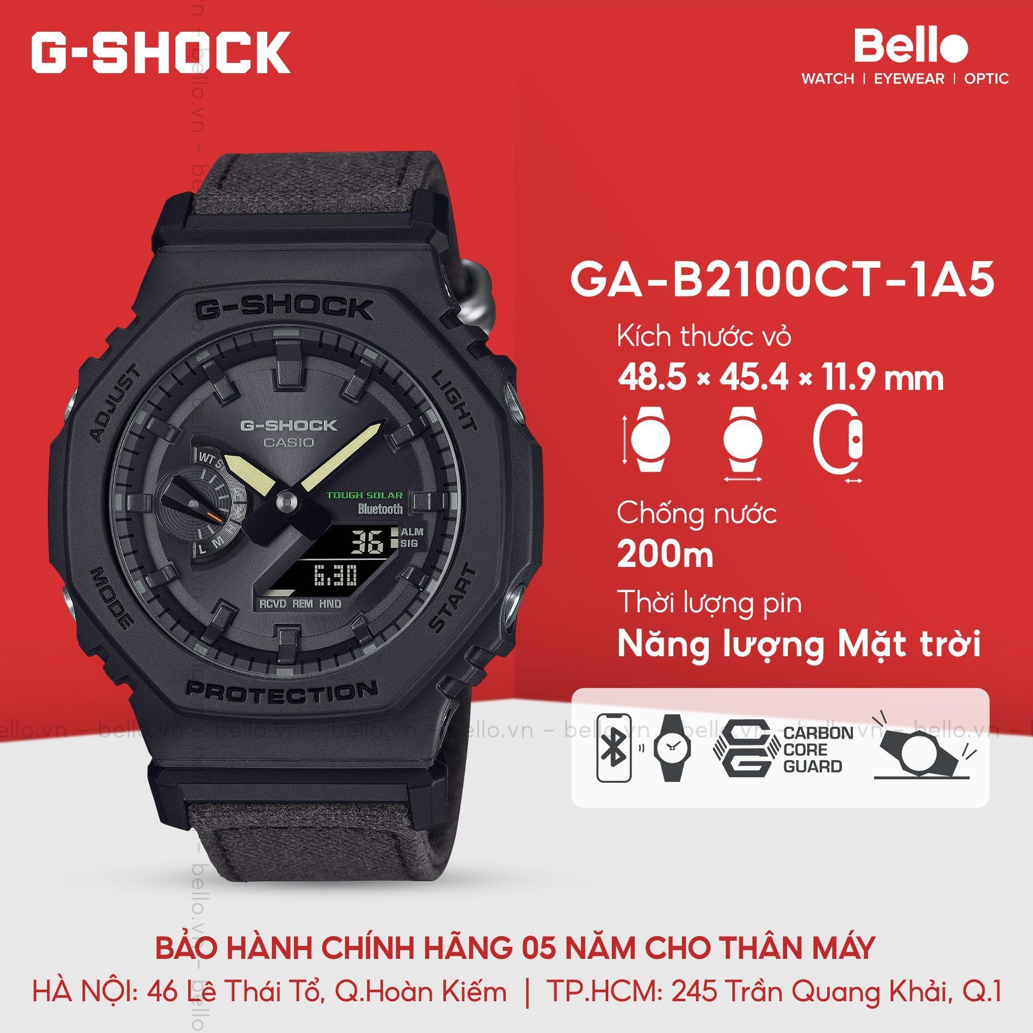 [LIMITED] Casio G-Shock GA-B2100CT-1A5DR Uy tín từ 2009, Tem vàng chống  giả, Bảo hành năm, Pin miễn phí trọn đời