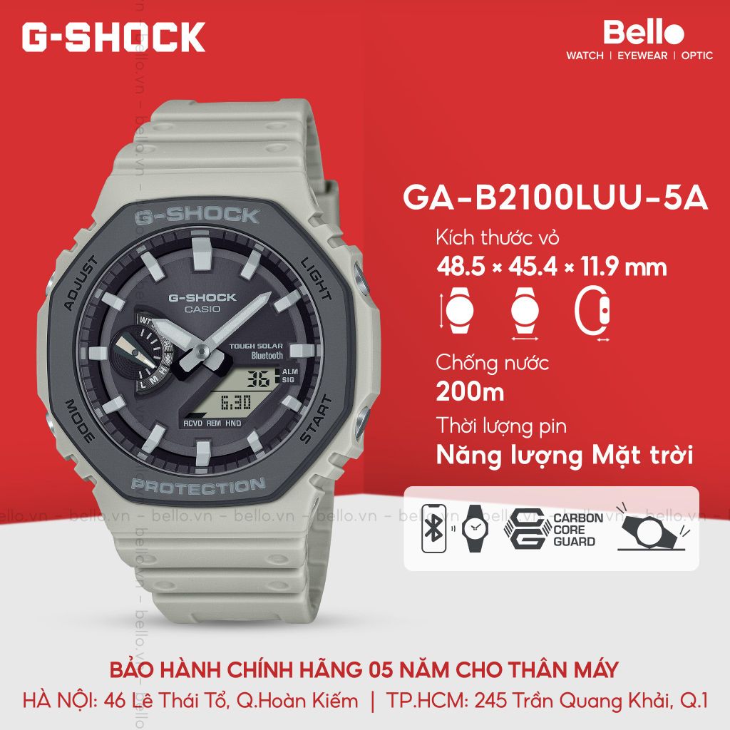  Casio G-Shock GA-B2100LUU-8A - Uy tín từ 2009, Tem vàng chống giả, Bảo hành 5 năm, Pin miễn phí trọn đời 