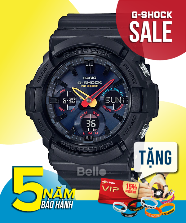  [Pin Miễn Phí Trọn Đời] GAS-100BMC-1A - Đồng hồ G-Shock Nam - Tem Vàng Chống Giả 