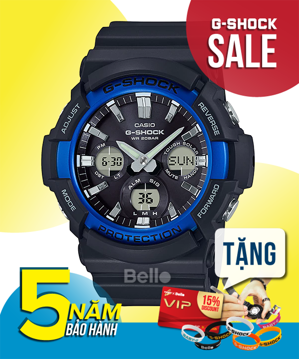  [Pin Miễn Phí Trọn Đời] GAS-100B-1A2 - Đồng hồ G-Shock Nam - Tem Vàng Chống Giả 