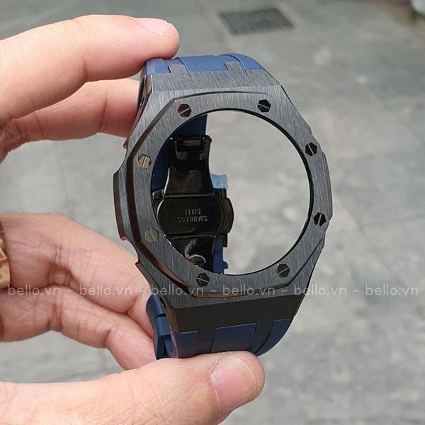 Dây vỏ thế hệ 4 G-Shock GA-2100 vỏ AP đen - dây nhựa xanh dương