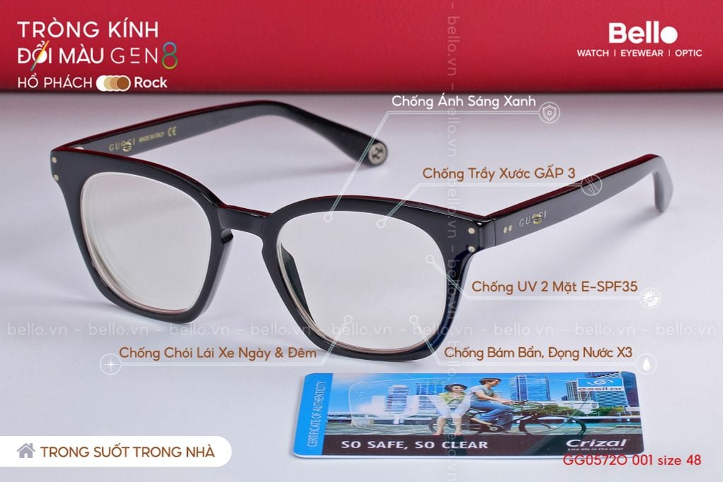  Tròng Kính Đổi Màu Essilor Transitions Gen 8 Hổ Phách Amber 