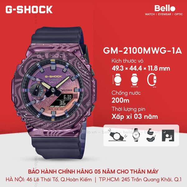  [LIMITED] Casio G-Shock GM-2100MWG-1A - Uy tín từ 2009, Tem vàng chống giả, Bảo hành 5 năm, Pin miễn phí trọn đời 