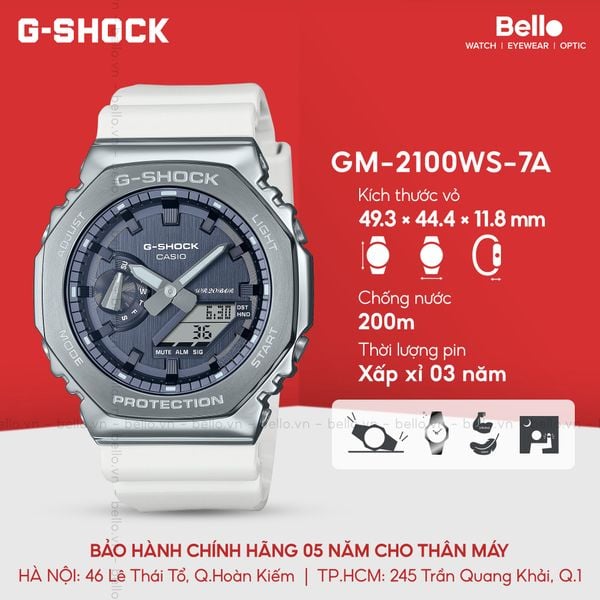  [LIMITED] Casio G-Shock GM-2100WS-7ADR - Uy tín từ 2009, Tem vàng chống giả, Bảo hành 5 năm, Pin miễn phí trọn đời 