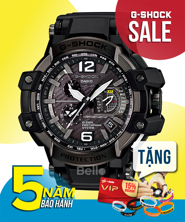  [Pin Miễn Phí Trọn Đời] GPW-1000-1B - Đồng hồ G-Shock Nam - Tem Vàng Chống Giả 