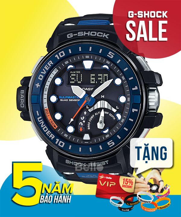  [Pin Miễn Phí Trọn Đời] GWN-Q1000-1A - Đồng hồ G-Shock Nam - Tem Vàng Chống Giả 