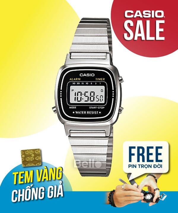  [Pin Miễn Phí Trọn Đời] LA670WA-1DF - Đồng hồ Casio Nữ - Tem vàng chống giả 