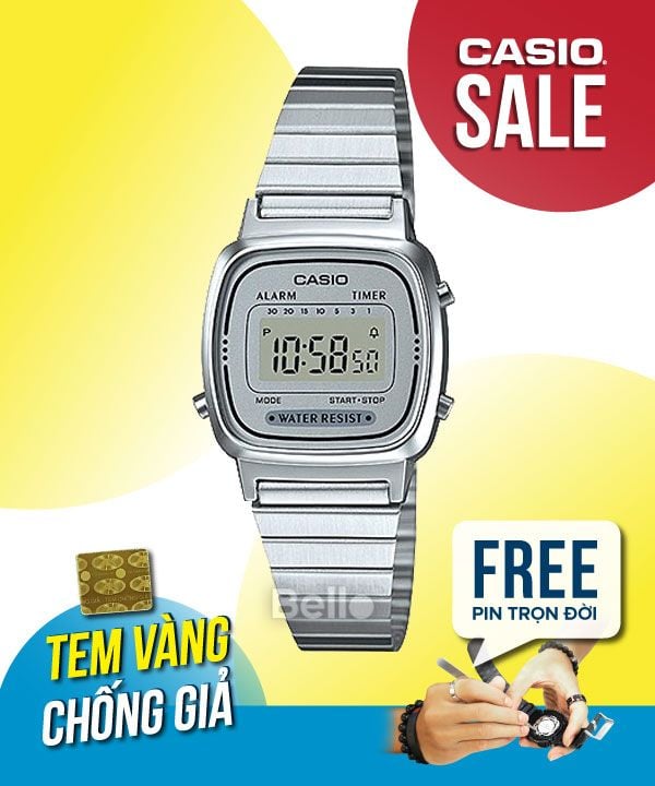  Casio LA670WA-7 - Uy tín từ 2009, Tem vàng chống giả, Bảo hành 1 năm, Pin miễn phí trọn đời 