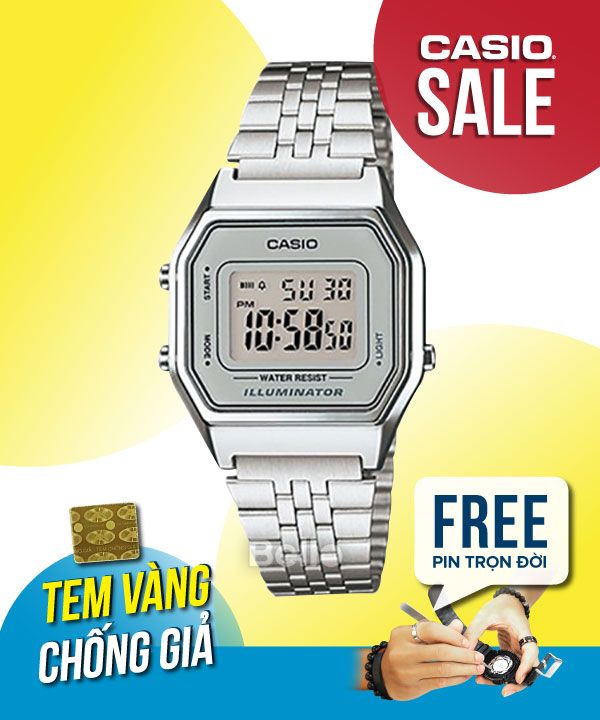  Casio LA680WA-7DF - Uy tín từ 2009, Tem vàng chống giả, Bảo hành 1 năm, Pin miễn phí trọn đời 