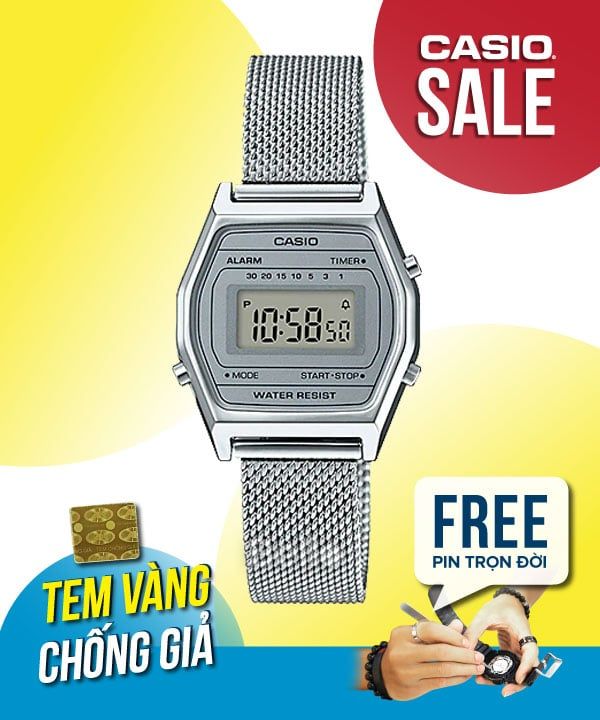  [Pin Miễn Phí Trọn Đời] LA690WEM-7DF - Đồng hồ Casio Nữ - Tem vàng chống giả 