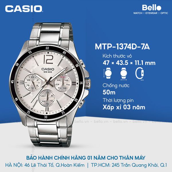  Casio MTP-1374D-7AVDF - Uy tín từ 2009, Tem vàng chống giả, Bảo hành 1 năm, Pin miễn phí trọn đời 